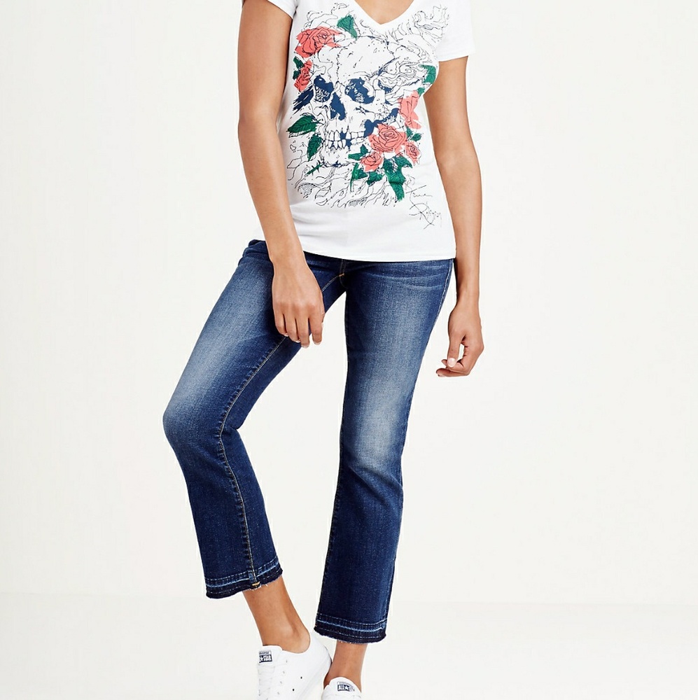 True Religion Karlie Low Rise Bell Bottom Crop